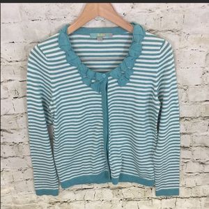 Boden Teal Stripe Cardigan. Size 10